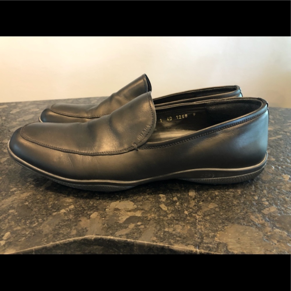 PRADA Linea Rossa Black Leather Men’s Loafers